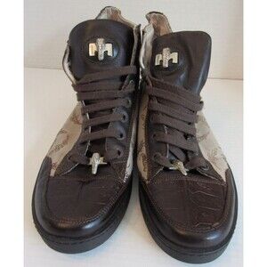 Mauri Brown Taupe Alligator Leather High Top Shoes 8835 Size 45 EU 11.5 US VTG